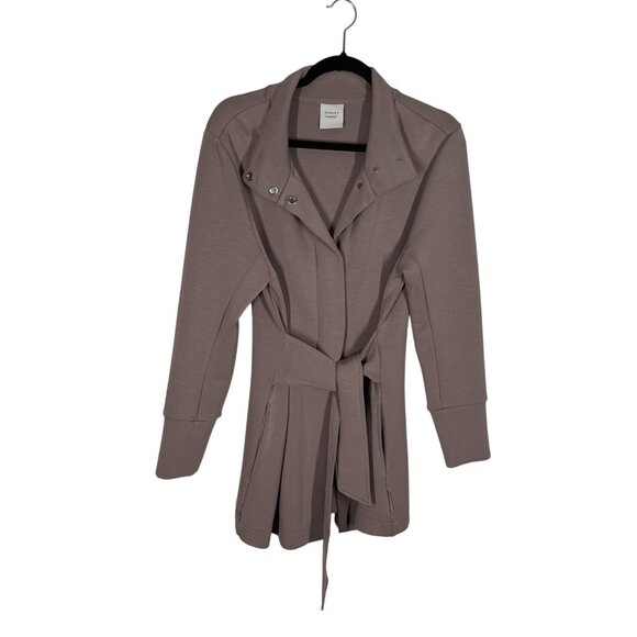 Varley Jackets & Blazers - Varley Women M Taupe Snap Front Longline Tie Waist DoubleSoft Anset Jacket